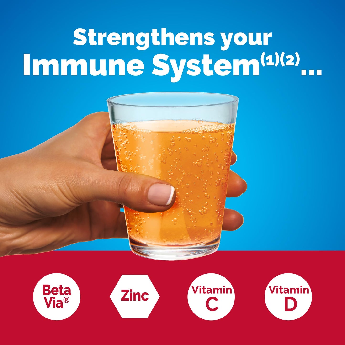 Emergen-C Immune+ Triple Action Immune Support Powder – 30 Count | BetaVia, Vitamin C 1000mg, D, Zinc
