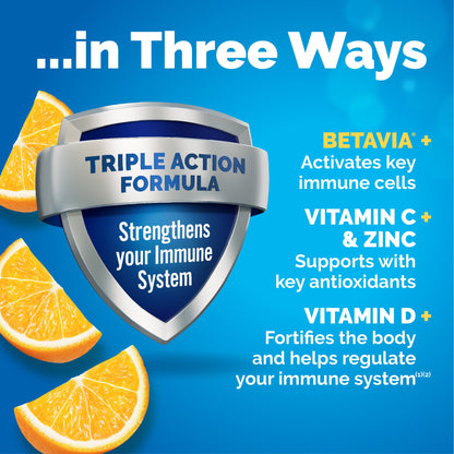 Emergen-C Immune+ Triple Action Immune Support Powder – 30 Count | BetaVia, Vitamin C 1000mg, D, Zinc