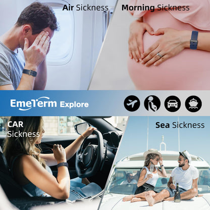 EmeTerm Explore FDA-Cleared Anti-Nausea Wristband – Drug-Free Motion Sickness Relief (Navy Blue, IP67)