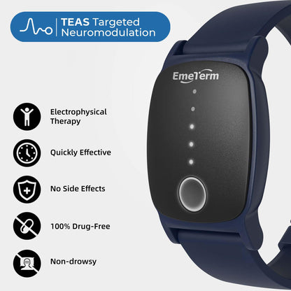 EmeTerm Explore FDA-Cleared Anti-Nausea Wristband – Drug-Free Motion Sickness Relief (Navy Blue, IP67)