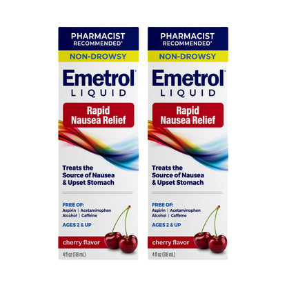 Emetrol Non-Drowsy Liquid Nausea Relief - Cherry Flavor (4 fl oz, 2 Pack)