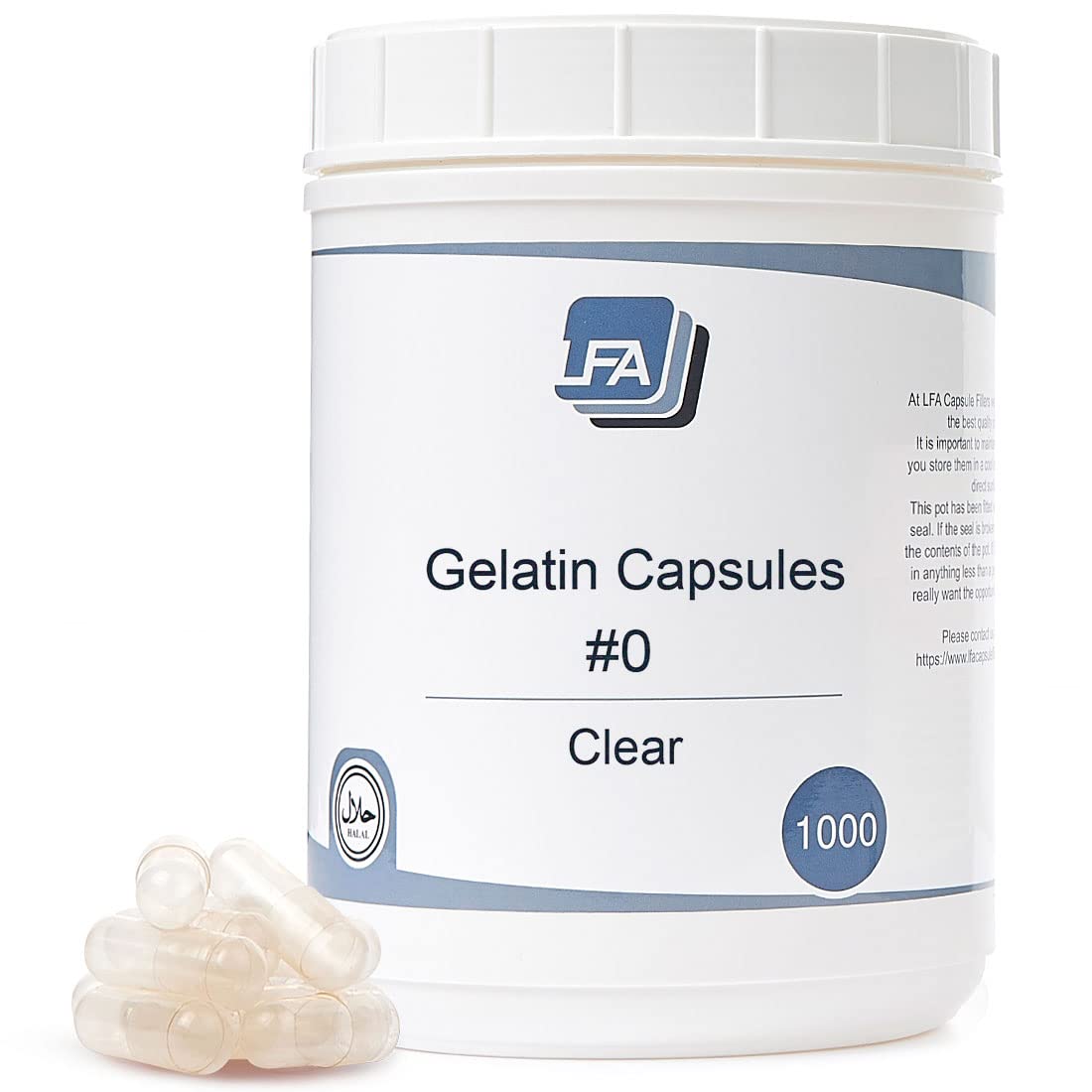 Empty Gelatin Capsules Size 0-1000 Count | Halal Beef Gel Caps for Capsule Filling