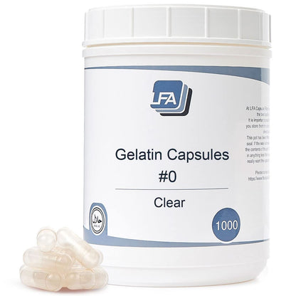 Empty Gelatin Capsules Size 0-1000 Count | Halal Beef Gel Caps for Capsule Filling