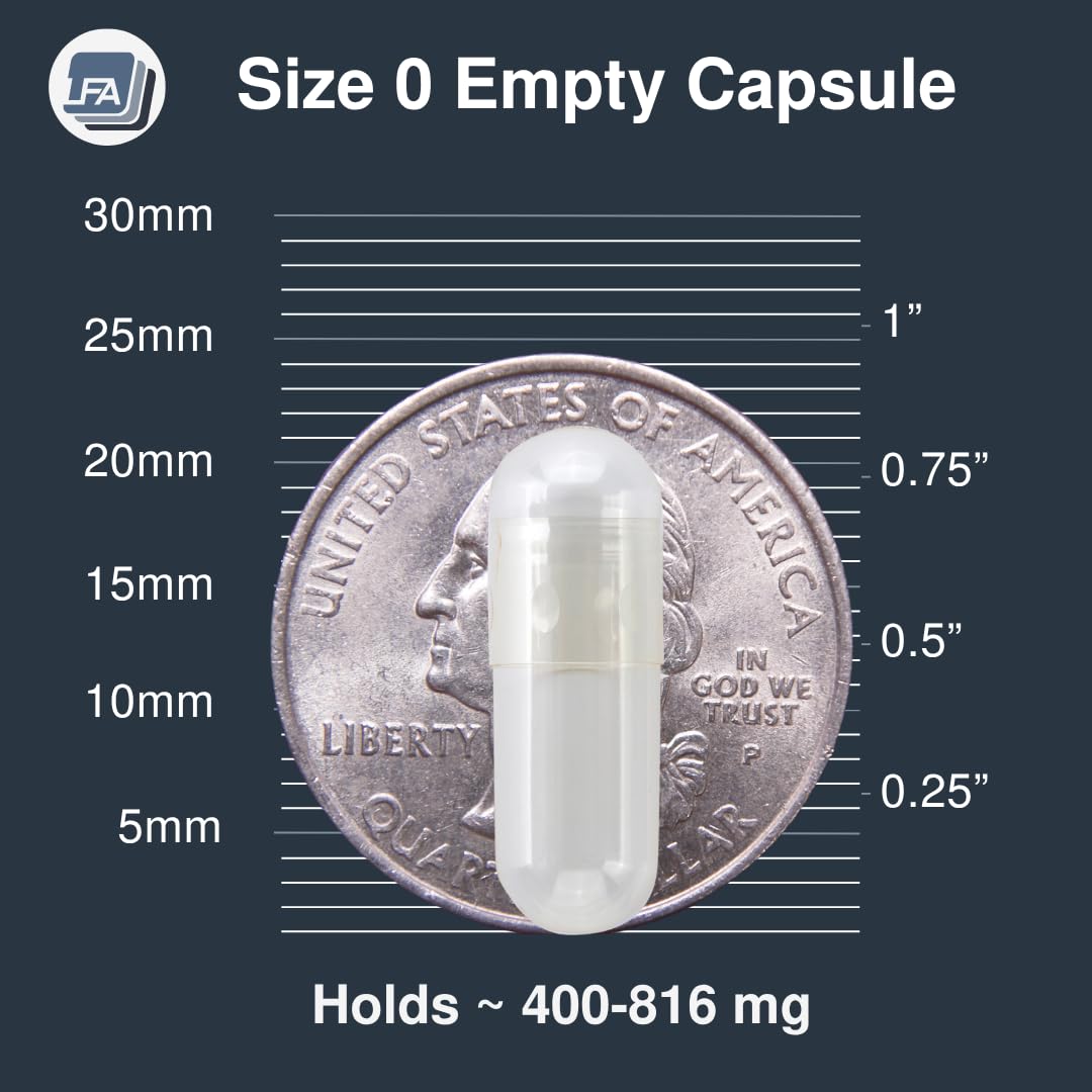 Empty Gelatin Capsules Size 0-1000 Count | Halal Beef Gel Caps for Capsule Filling