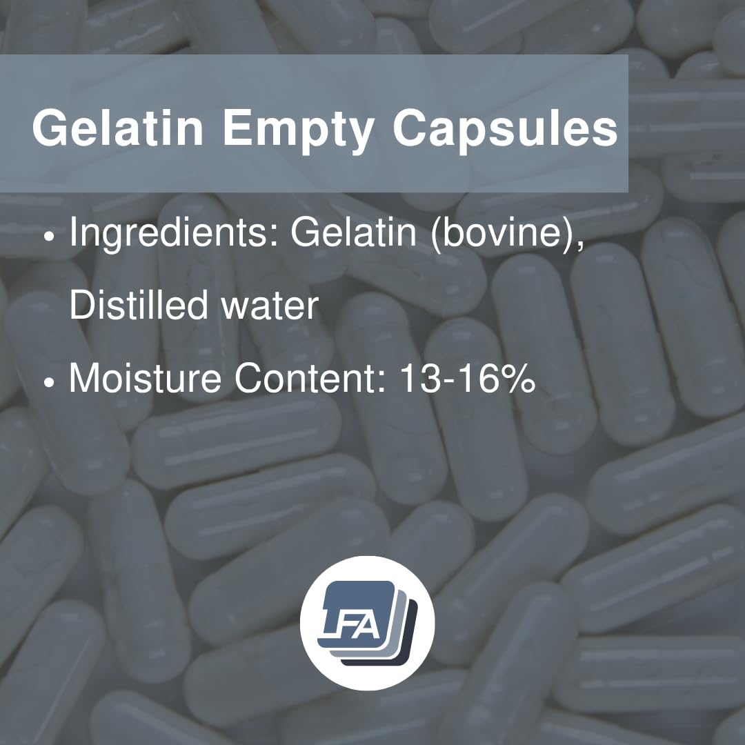 Empty Gelatin Capsules Size 0-1000 Count | Halal Beef Gel Caps for Capsule Filling