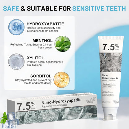 7.5% Hydroxyapatite Toothpaste – Advanced Enamel Protection for Sensitive Teeth | Fresh Mint