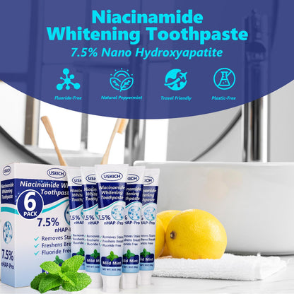7.5% Nano Hydroxyapatite Toothpaste – Fluoride-Free Whitening & Sensitivity Relief (6 Pack)