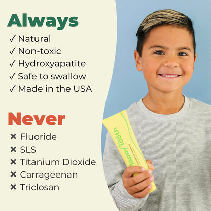 Happy Tooth Hydroxyapatite Toothpaste – Fluoride Free, Lemon Twist, 3.4 oz | For Kids, Toddlers & Adults