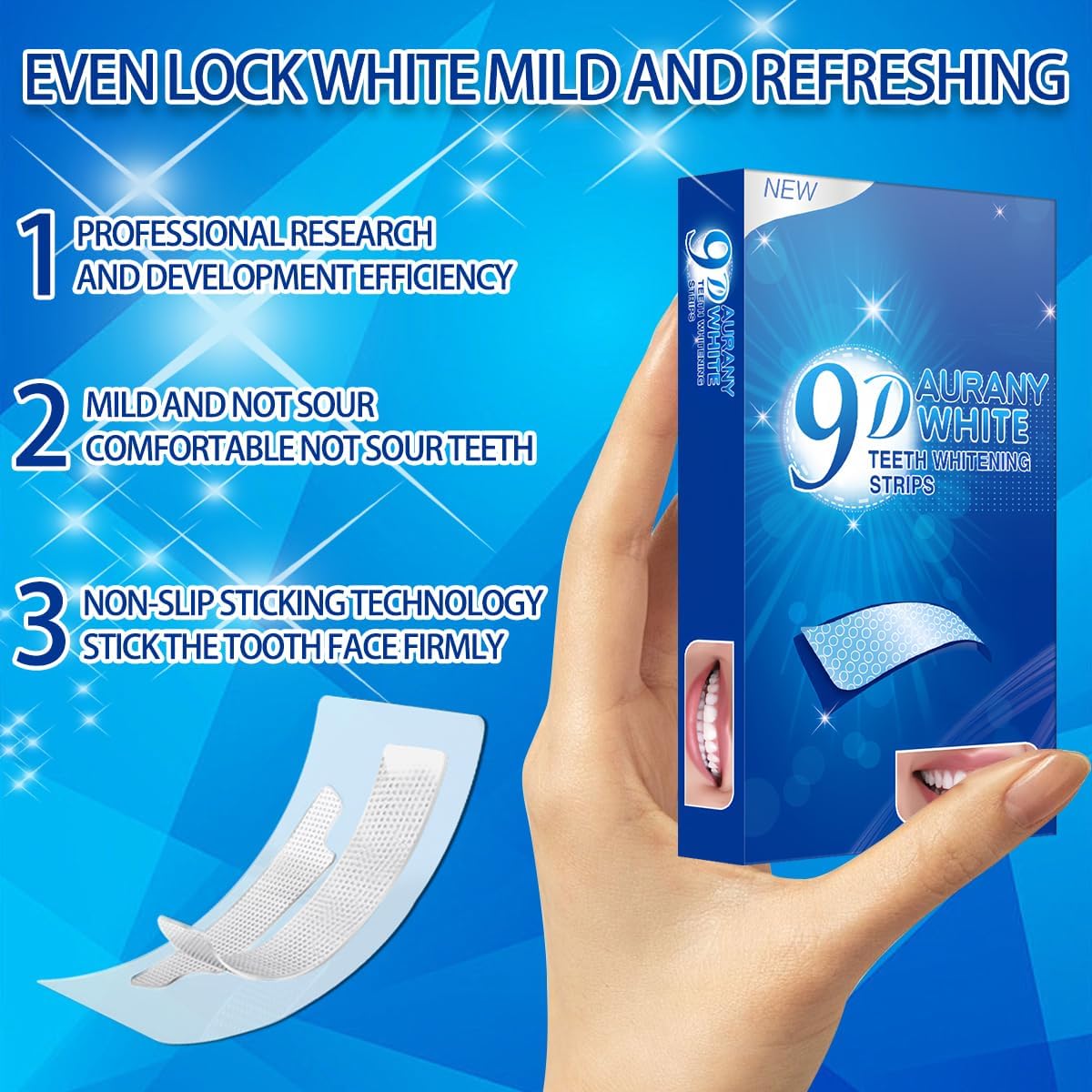 9D Sensitive Teeth Whitening Strips - Enamel-Safe, Fast Stain Removal (14 Pairs / 28 Strips)