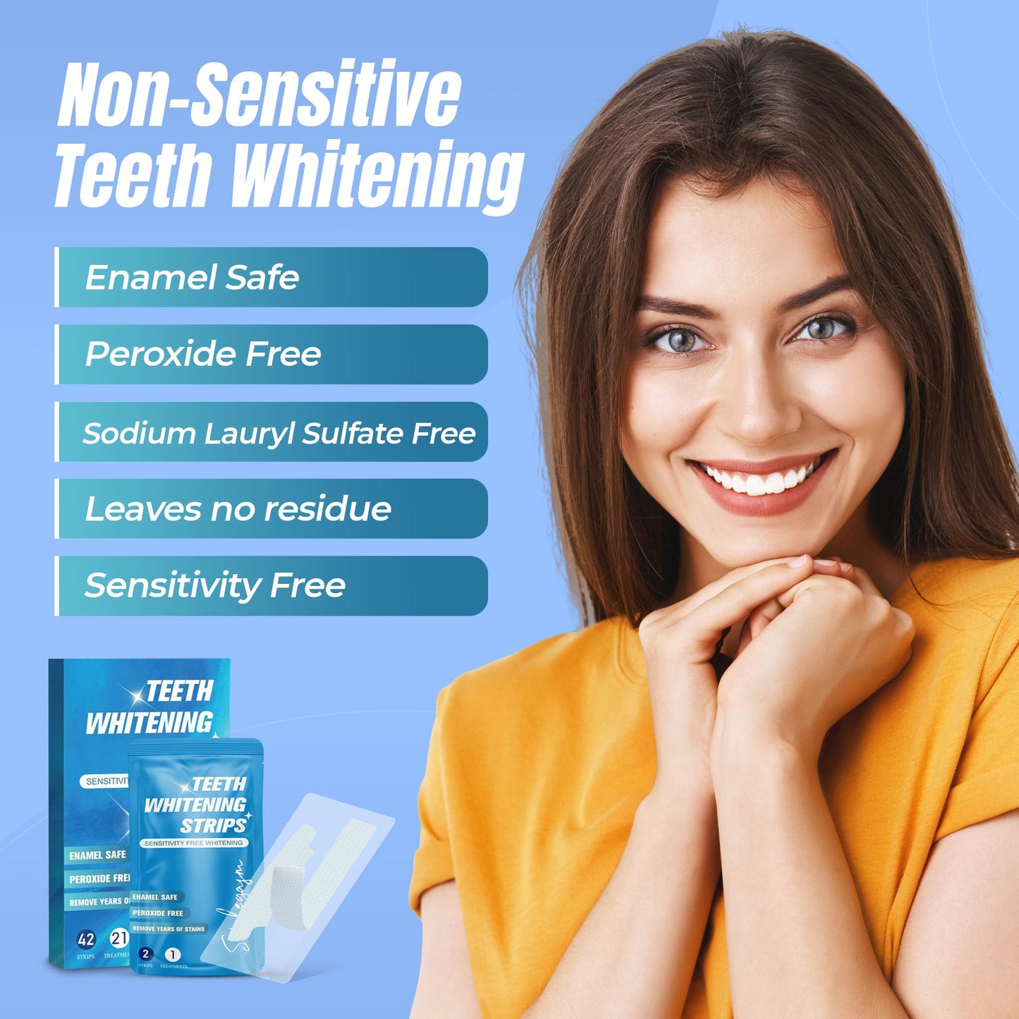 Teeth Whitening Strips – Enamel-Safe Vegan Kit (42 Strips)