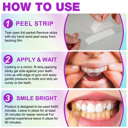 Teeth Whitening Strips - 7-Day Kit, Sensitive Teeth Safe, Enamel Safe (14pcs)