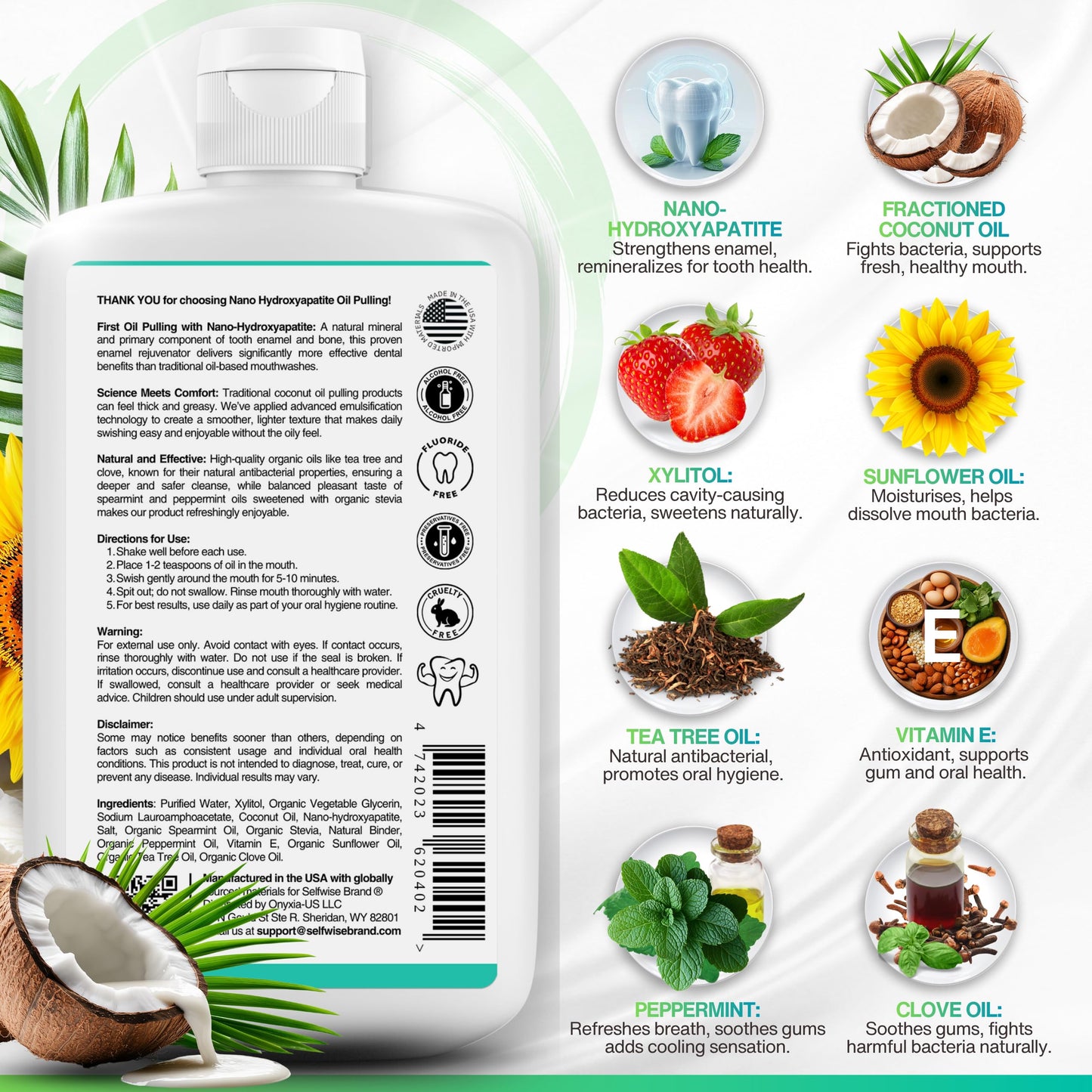 Nano-Hydroxyapatite Oil Pulling Mouthwash – Teeth & Gums, Organic