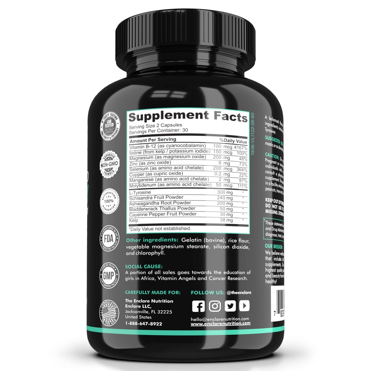 The Enclare Nutrition Thyroid Support with Iodine – Balance Hormones, Energy & Focus