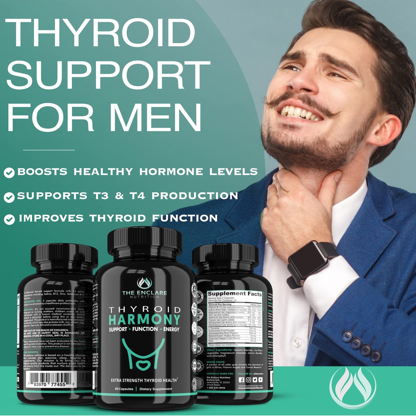 The Enclare Nutrition Thyroid Support with Iodine – Balance Hormones, Energy & Focus
