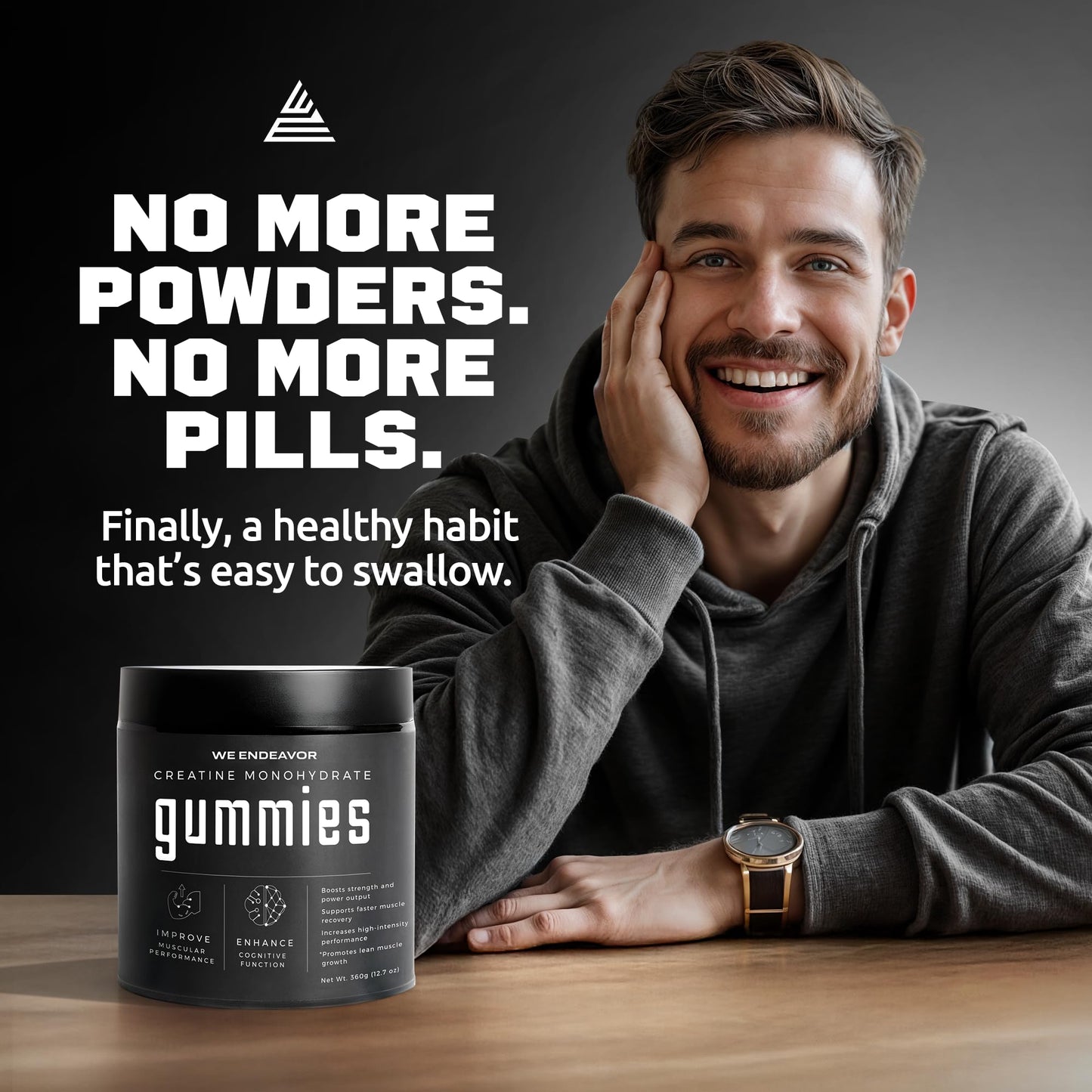 Endeavor Creatine Monohydrate Gummies – 5g Serving, Sugar Free, Vegan, 120 Count