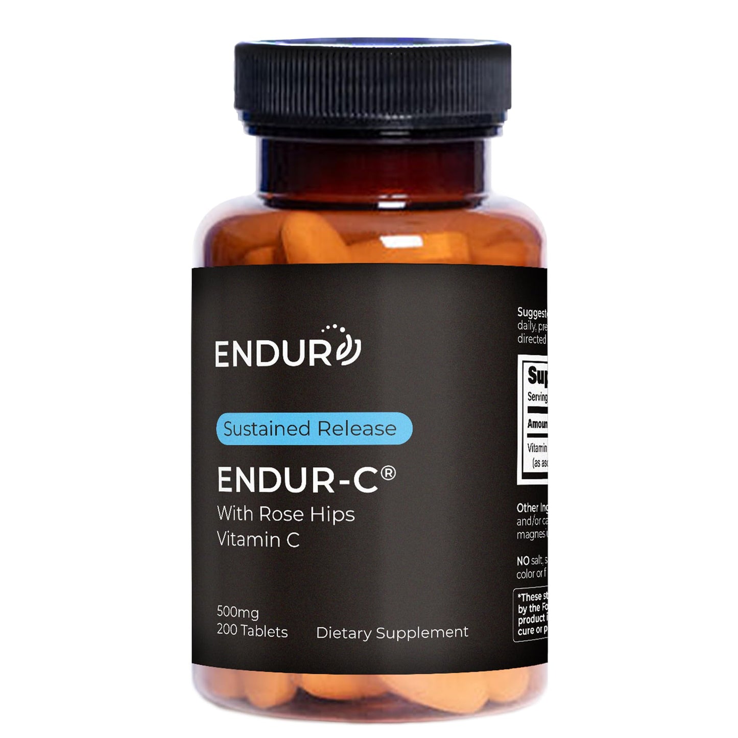 Endur ENDUR-C Vitamin C with Rose HIPS – 500mg, Gluten Free, 200 Tablets
