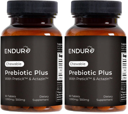 Endurance Products Prebiotic Plus chewable with Actazin™ - Promotes Digestive Health - 60 Count Company (Pack of 2)
