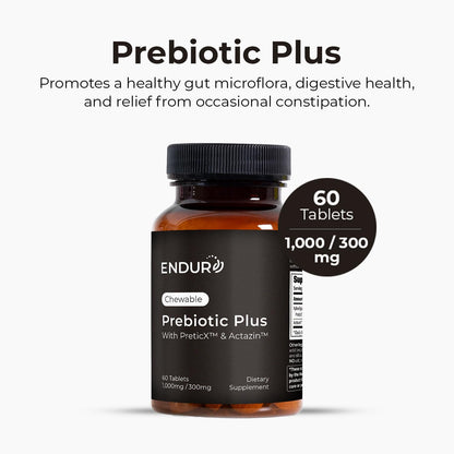 Endurance Products Prebiotic Plus chewable with Actazin™ - Promotes Digestive Health - 60 Count Company (Pack of 2)