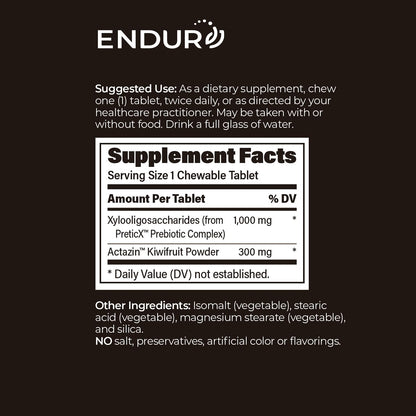 Endurance Products Prebiotic Plus chewable with Actazin™ - Promotes Digestive Health - 60 Count Company (Pack of 2)