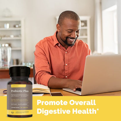 Endurance Products Prebiotic Plus chewable with Actazin™ - Promotes Digestive Health - 60 Count Company (Pack of 2)