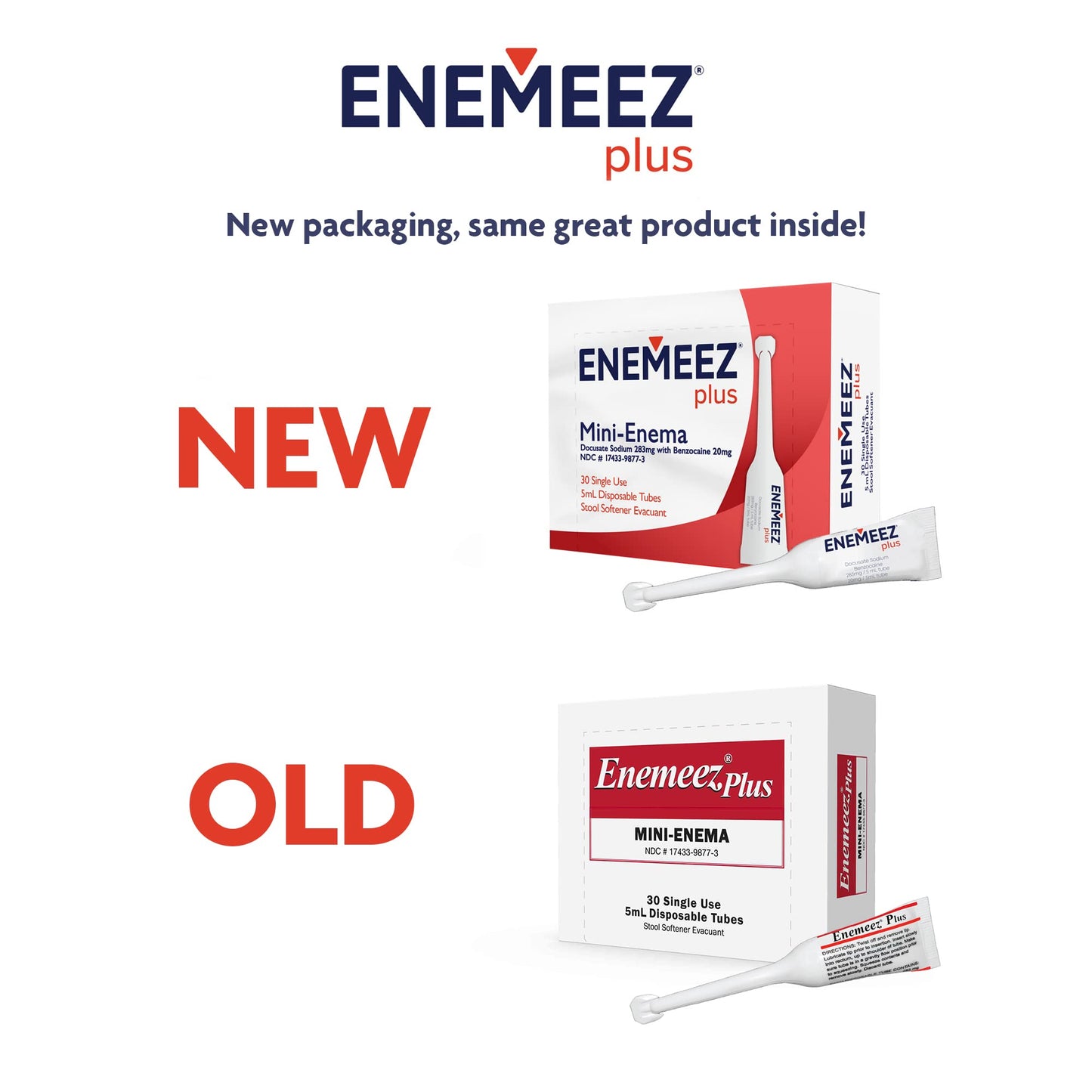 Enemeez Plus Enema – Fast Acting Constipation Relief, 283mg Docusate Sodium, 20mg Benzocaine, 30 Count