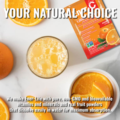 Ener-C 1000mg Vitamin C Immune Support – Orange Effervescent Drink Mix (60 Packets)
