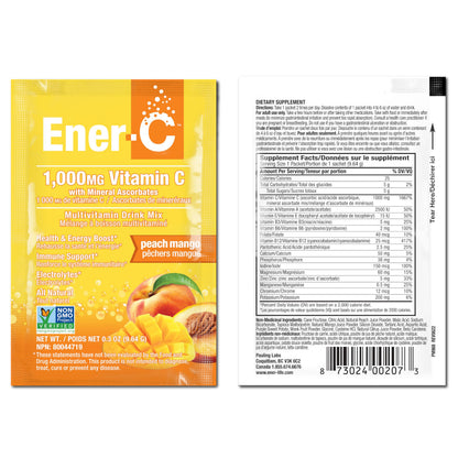 Ener-C Multivitamin Drink Mix Peach Mango 60 Count | Vitamin Packets for Hydration and Immune Support