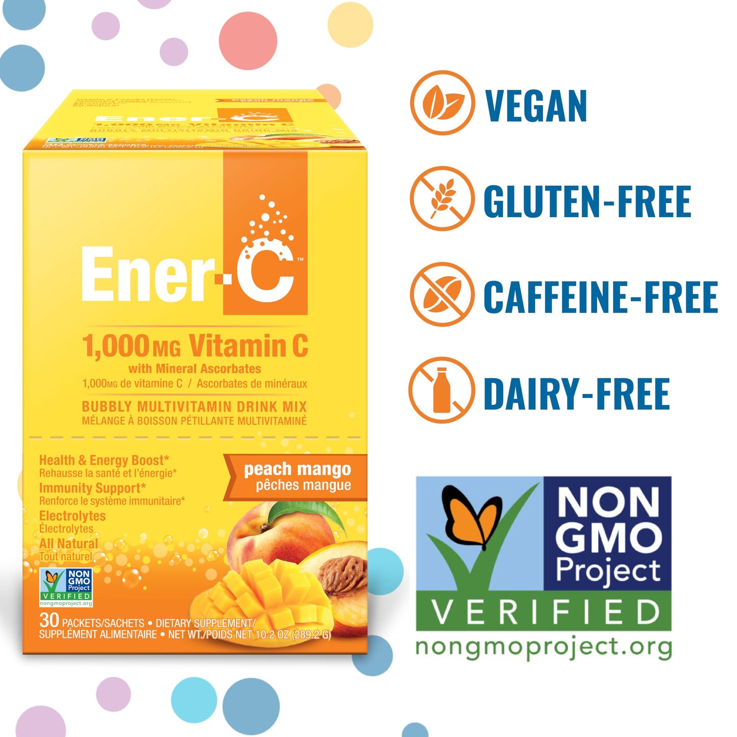 Ener-C Multivitamin Drink Mix Peach Mango 60 Count | Vitamin Packets for Hydration and Immune Support
