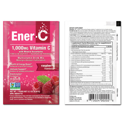 Ener-C Multivitamin Drink Mix – Immune Support, Hydration, Raspberry, 60 Count