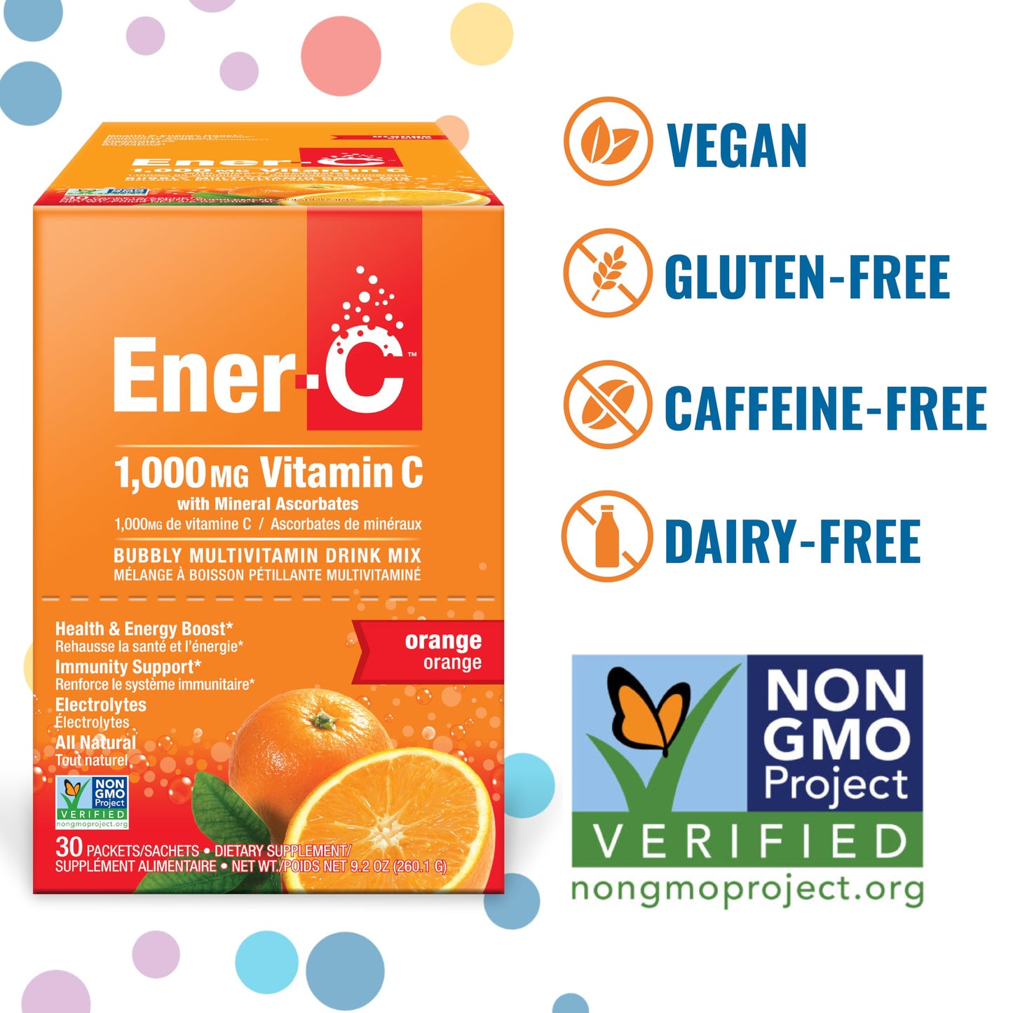 Ener-C Orange Multivitamin Drink Mix – Vitamin C 1000mg, Electrolytes, 30 Count