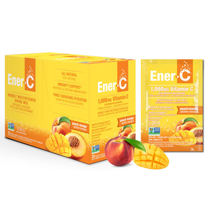 Ener-C Peach Mango Multivitamin Drink Mix – Vitamin C 1000mg, Electrolytes, Immune Support