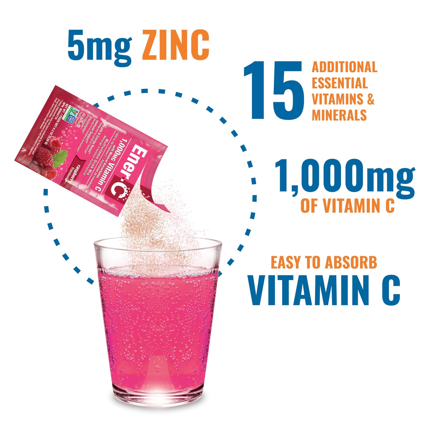 Ener-C Raspberry Multivitamin Drink Mix — Vitamin C 1000mg, Electrolytes, Immune Support | 30 Count | Vegan, Non-GMO, Gluten Free