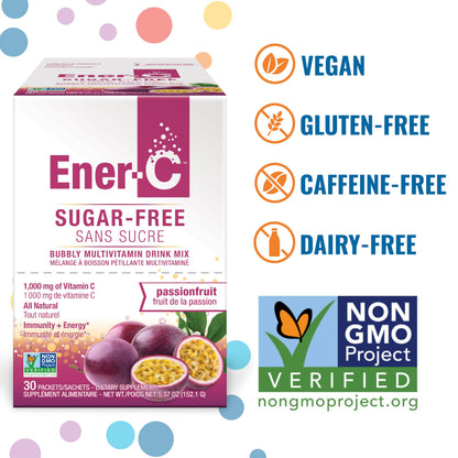 Ener-C Sugar Free Energy Passion Fruit Multivitamin Drink Mix - Vitamin C 1000mg