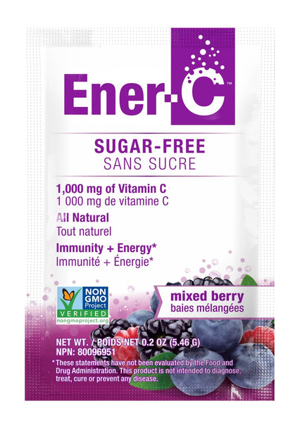 Ener-C Sugar Free Mixed Berry Vitamin C Drink Mix – 1000 mg, Vegan, Gluten Free, 30 Pack