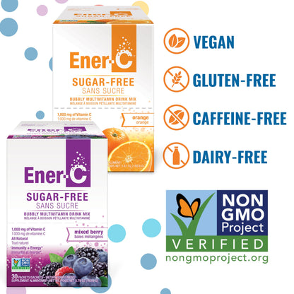 Ener-C Sugar Free Multivitamin Drink Mix – Orange & Berry, 60 Count