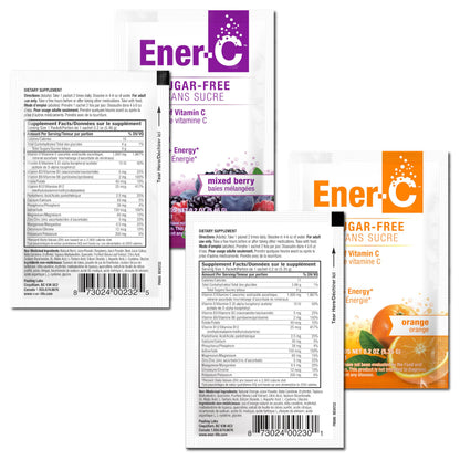 Ener-C Sugar Free Multivitamin Drink Mix – Orange & Berry, 60 Count