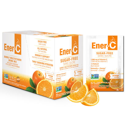 Ener-C Sugar-Free Orange Multivitamin Drink Mix – Vitamin C 1000mg & Electrolytes, 30 Count | Non-GMO, Vegan, Gluten Free