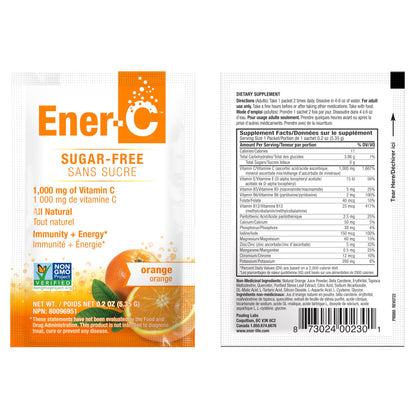 Ener-C Sugar-Free Orange Multivitamin Drink Mix – Vitamin C 1000mg & Electrolytes, 30 Count | Non-GMO, Vegan, Gluten Free