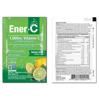 Ener-C Multivitamin Drink Mix Packets – Hydration, Immune Support, Lemon Lime, 60 Count