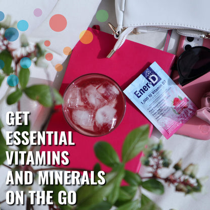 Ener-D Sugar Free Multivitamin Drink Mix with Vitamin D3 - Raspberry, 24 Count
