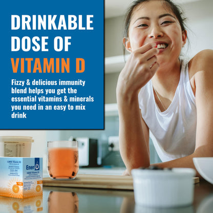 Ener-D Sugar Free Vitamin D3 Orange Drink Powder | Immune Support, Multivitamin, Vegan & Non-GMO (24 Count)