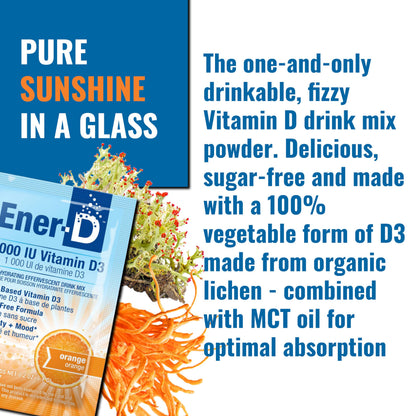 Ener-D Sugar Free Vitamin D3 Orange Drink Powder | Immune Support, Multivitamin, Vegan & Non-GMO (24 Count)