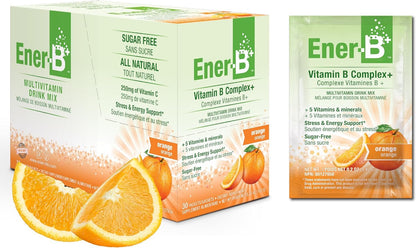 Ener-Life Orange B+ 30 Count – Sugar Free Multivitamin Drink Mix (5.42 g)