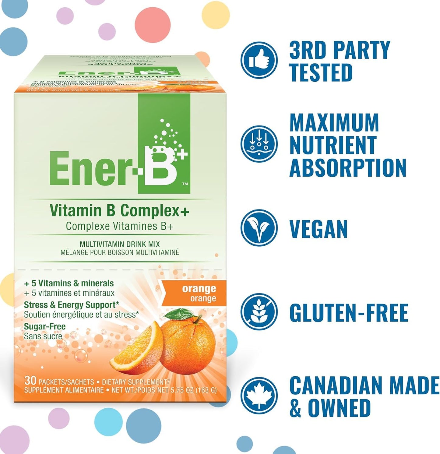 Ener-Life Orange B+ 30 Count – Sugar Free Multivitamin Drink Mix (5.42 g)