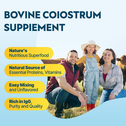 Energetic Bovine Colostrum Supplement Powder – 60% IgG, 3000 mg, 50 Servings, Unflavored – Gut & Immune Support
