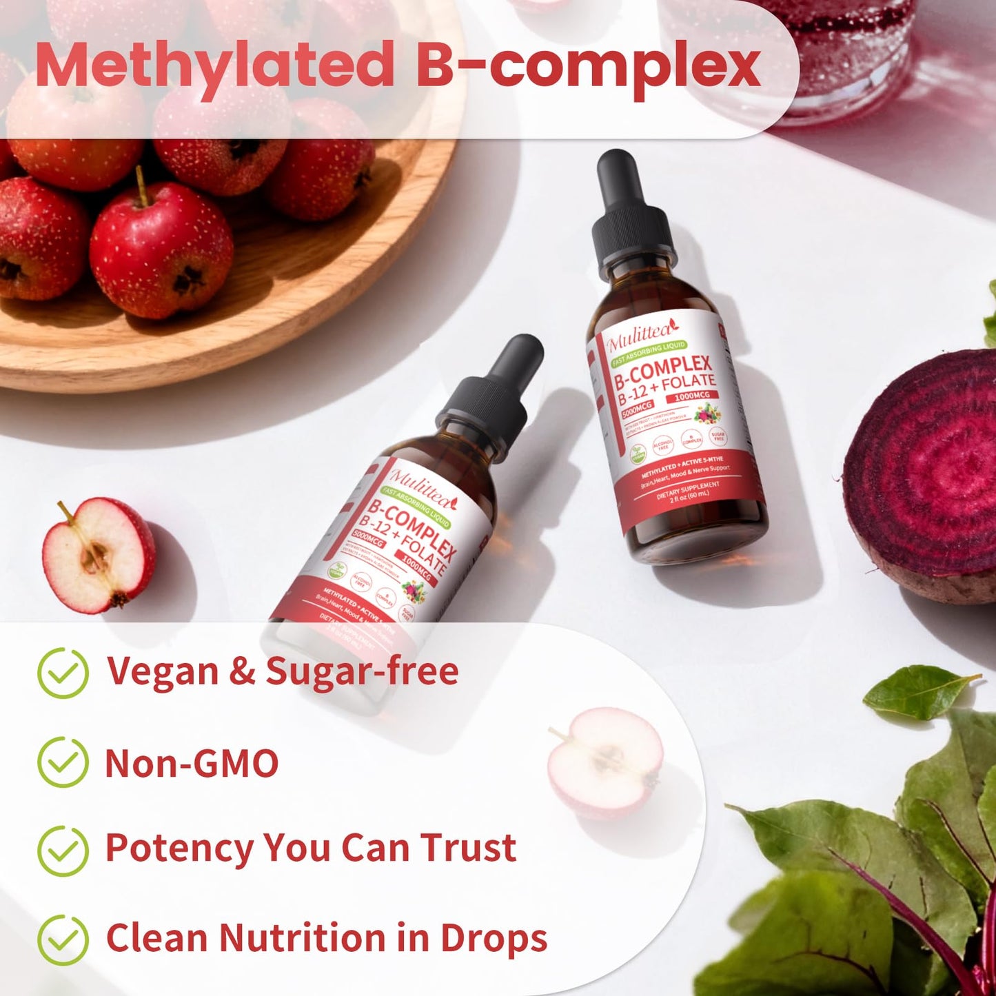 Methylated B Complex Liquid Drops - 5000 mcg B12 + 1000 mcg 5-MTHF
