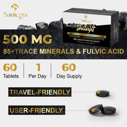 30,000 MG Shilajit Tablets — 100% Pure Himalayan Shilajit, 120 Count
