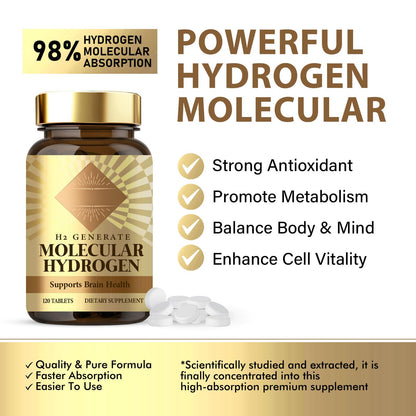 Hydrogen Water Tablets – 120 Count | H2 Molecular Hydrogen with Magnesium, Fast-Dissolving & Non-GMO