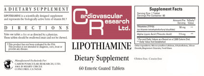 Cardiovascular Research Lipothiamine B1 with Alpha-Lipoic Acid – 120 Count