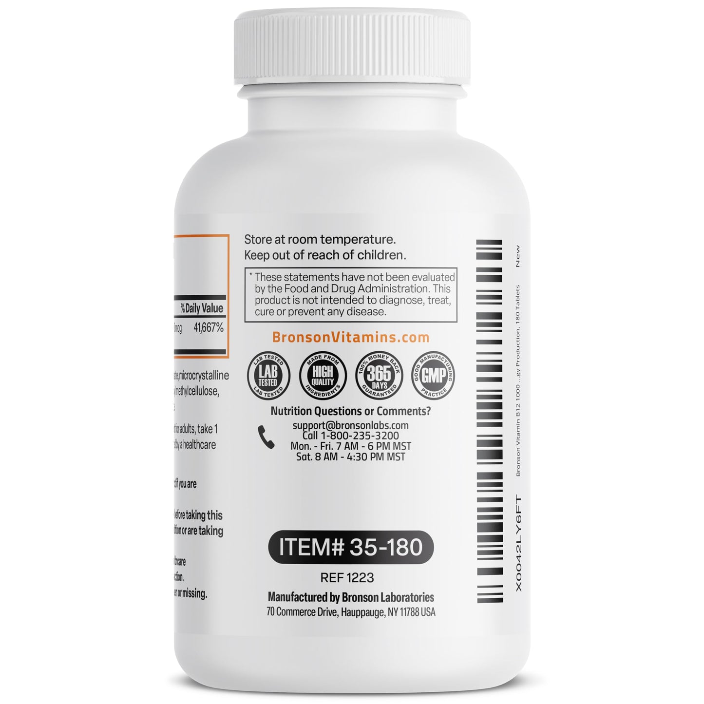 Bronson Vitamin B12 1000 mcg Sustained Release – Non-GMO, Vegan, 180 Tablets